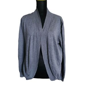 Liz Claiborne Petite Large Gray Open Front Cardigan Sweater